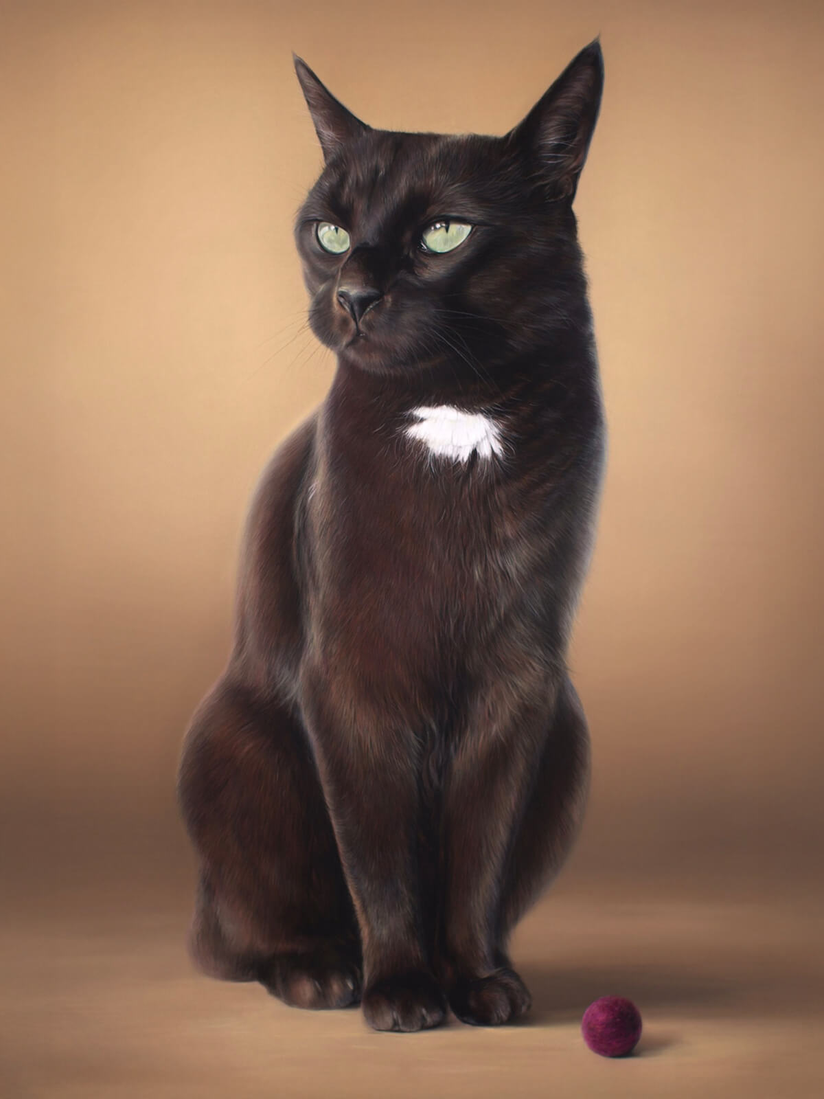 Pastellgemälde schwarze Katze